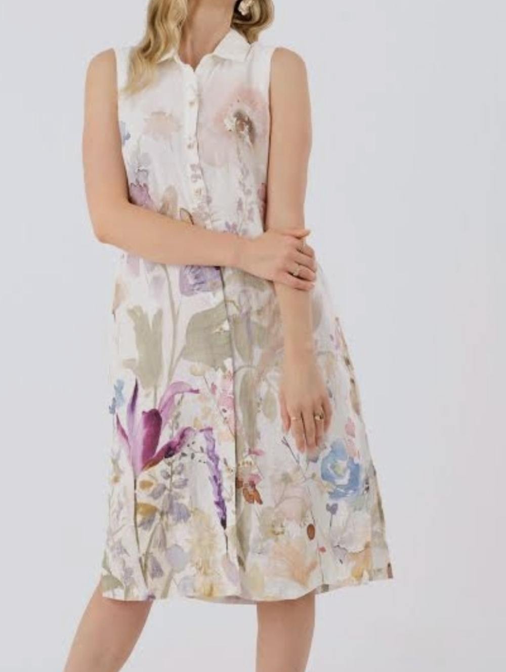 Dolcezza 23632 Pastel Floral Whimsique Linen Dress Size S